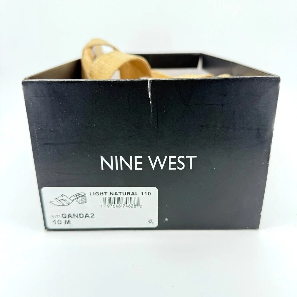 NEW (BOX, NO LID) - Nine West Women's‎ GANDA2 Tan Woven Block Heel 10 Medium WN